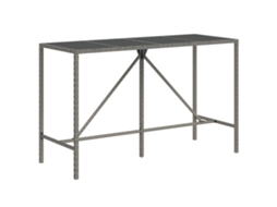 Mesa de bar com tampo de vidro em Vime Pe Cinzento MAISON EXCLUSIVE (180x70x110 cm)