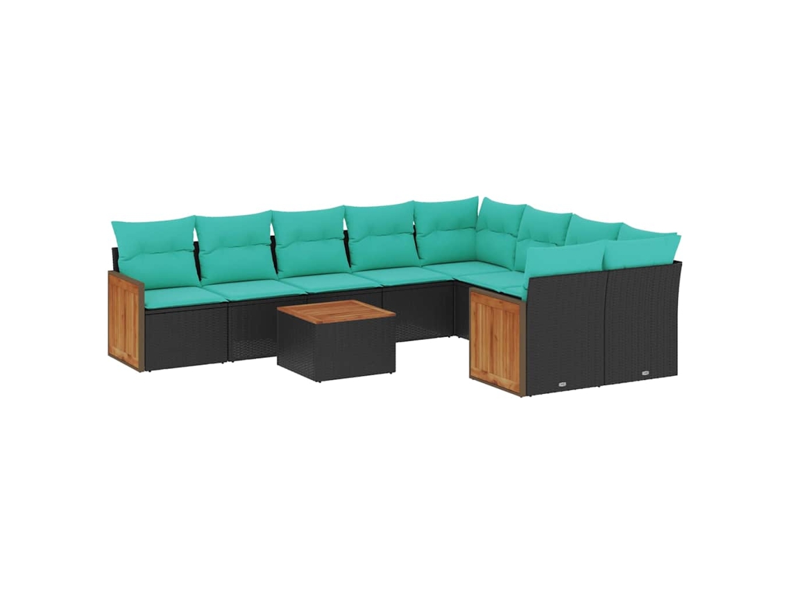 Conjunto de Sofá Jardim 3 Peças Almofadas Rattan Sintético MAISON EXCLUSIVE