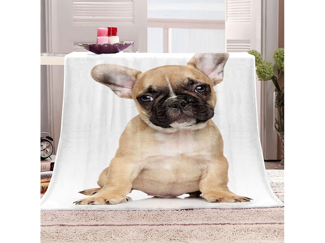 Manta com Estampa 3d de Cachorro em Microfibra 150x180cm