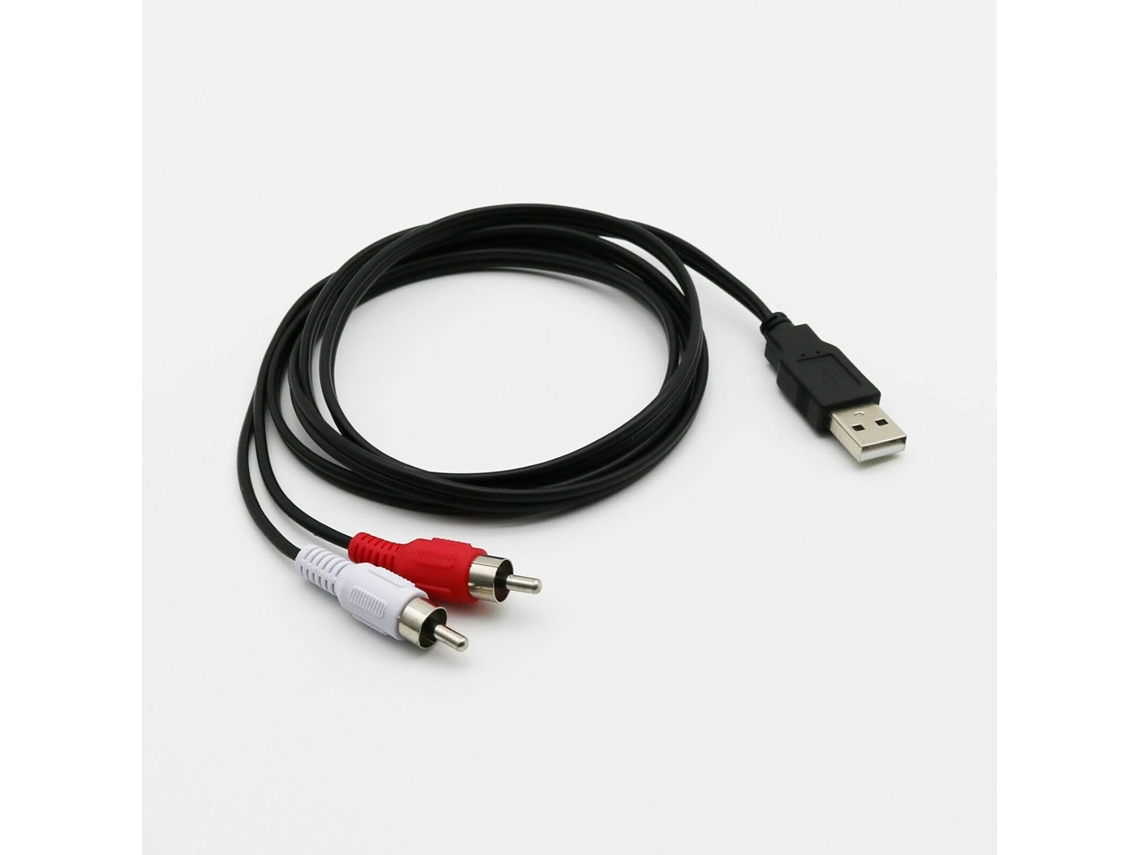 Cabo Av Usb a Macho para 2 Conectores Rca de 1,5 M Pc, Tv e Entrada Auxiliar Áudio Vídeo. AQUAFORGE
