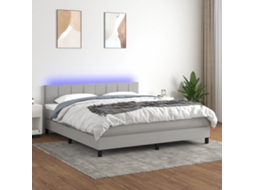 Vidaxl Cama Box Spring C/ Colchão E Led 180x200 Cm Tecido Cinza-claro