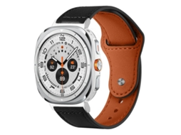 Bracelete GENUÍNO para Samsung Galaxy Watch Ultra em Couro com Fivela Rebitada Preta XIAOMOYU (47mm)