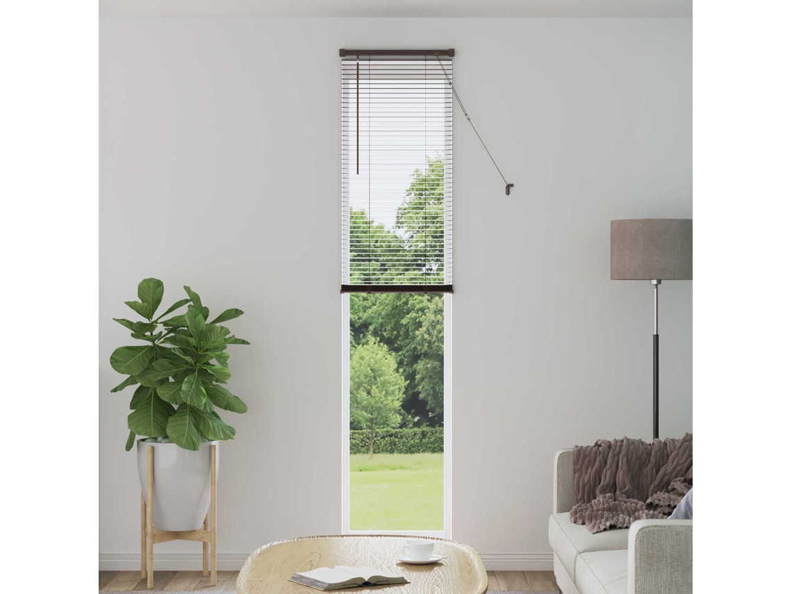 Vidaxl Cortina Veneziana Marrom Escuro Com Padrão 213 X 40 Cm 25 Mm