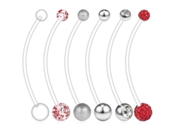 Fasst 6pcs Anéis de Umbigo para Grávidas, Flexíveis, Bioplástico, 14g, 38mm, Estilos Variados | S/MARCA