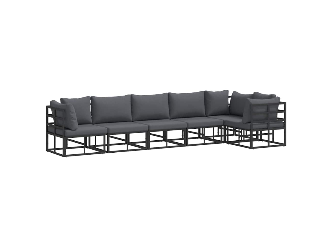 Conjunto 6 Móveis Para Exterior Vidaxl Preto Alumínio (353 X 143 X 71 Cm)