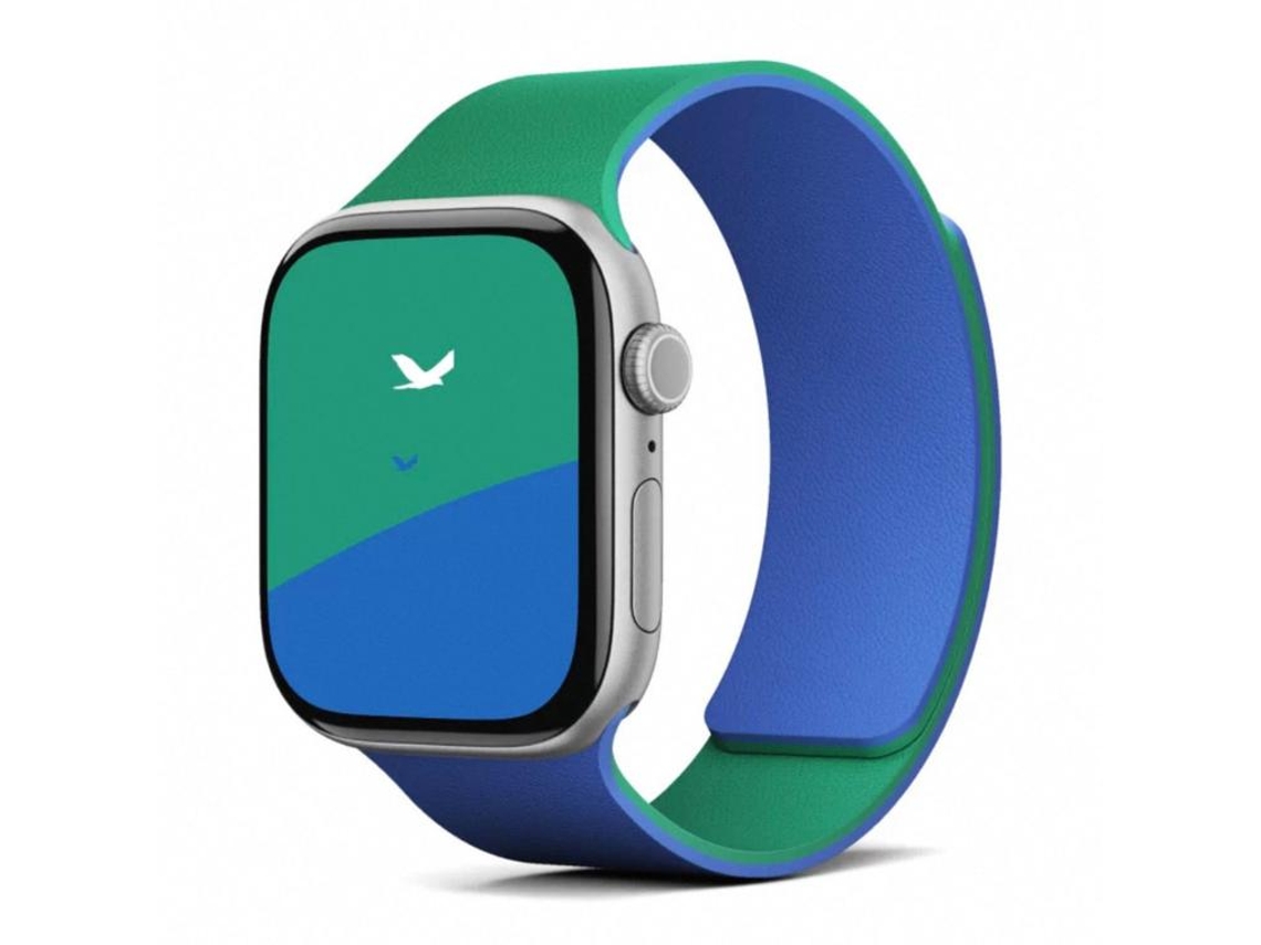 Bracelete para Apple Watch 42/41/40/38mm Silicone Magnético Bicolor com Textura Lichia Azul e Verde XIAOMOYU
