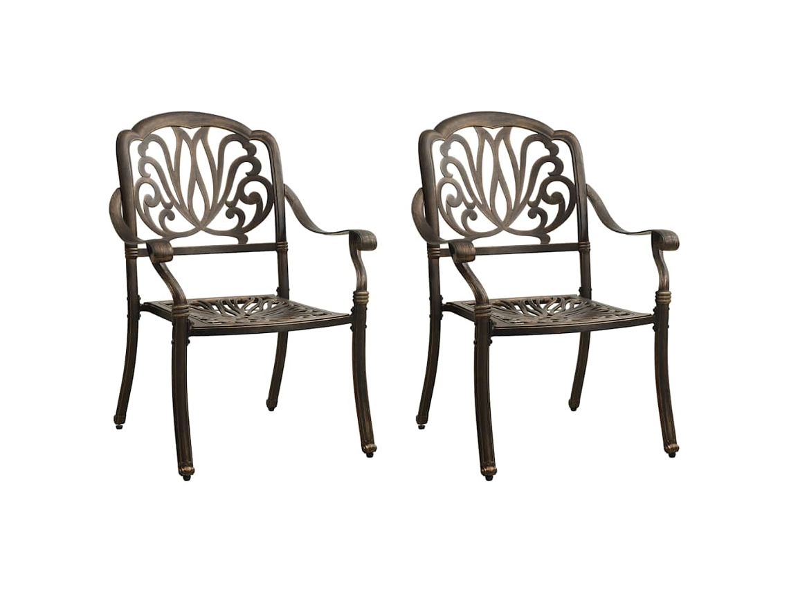 Vidaxl Cadeiras De Jardim 2 Pcs Alumínio Fundido Bronze