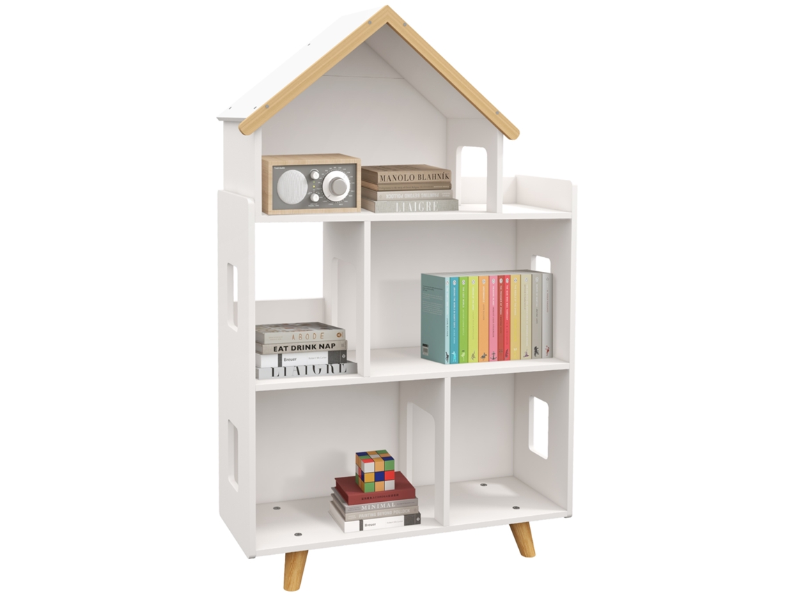Estante Para Crianças Organizador Infantil De 3 Níveis Para Brinquedos 65x25x108,5 Cm Branco