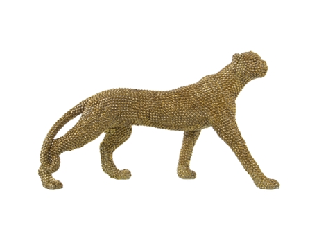 Figura de Pantera em Resina Dourada