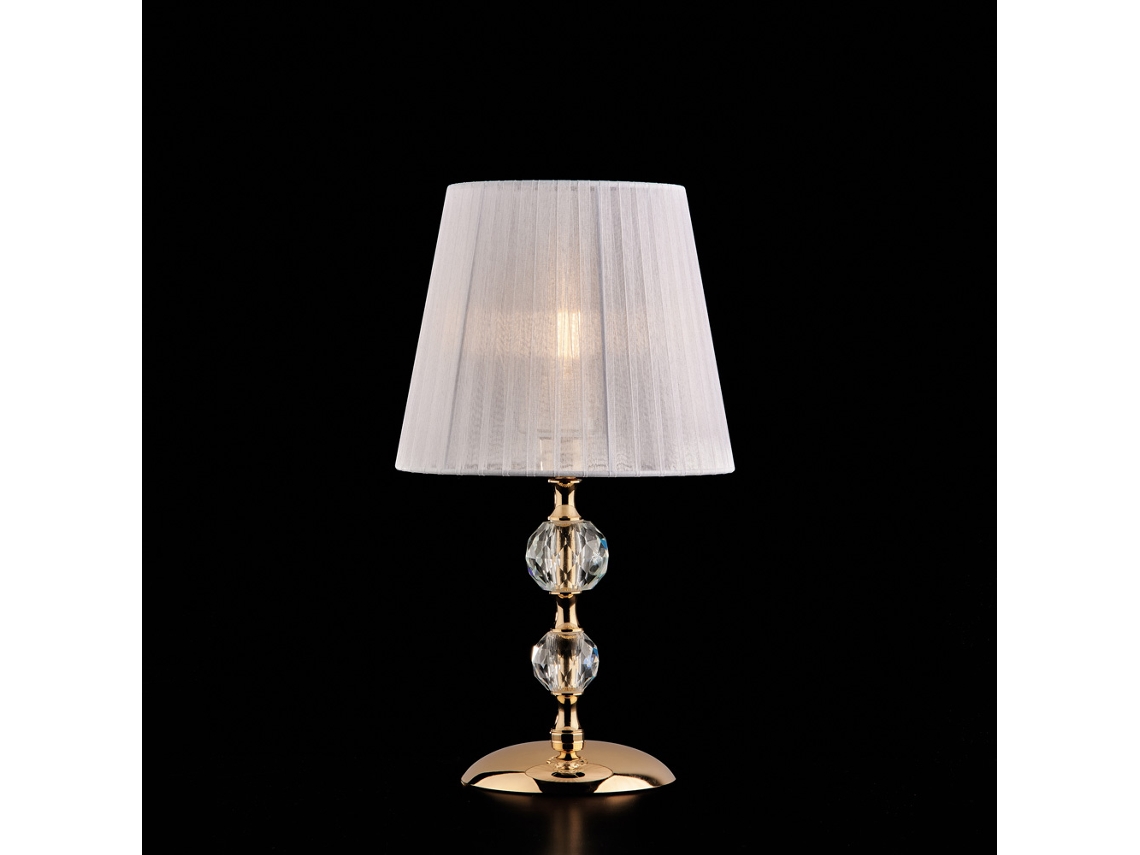 Ruben - 1 Candeeiro De Mesa Em Ferro Dourado E Cristal Com Abajur H.36 - Ø20 - Bl267-lt-or