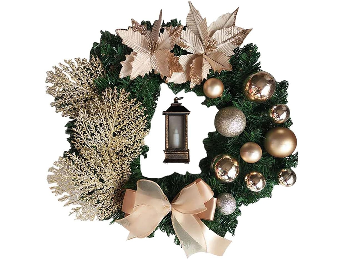 Guirlanda de Natal Flores Artificiais Champanhe 25Cm Guirlandas de Natal Lareira de Natal para Decoração de Natal Interna e Externa