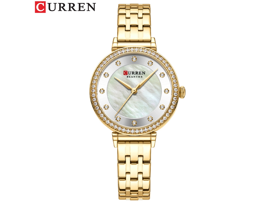 (estilo 3) Relógio Feminino Ultrafino Com Pulseira De Aço Inoxidável, Mostrador Redondo Em Madrepérola E Strass, À Prova D'água.
