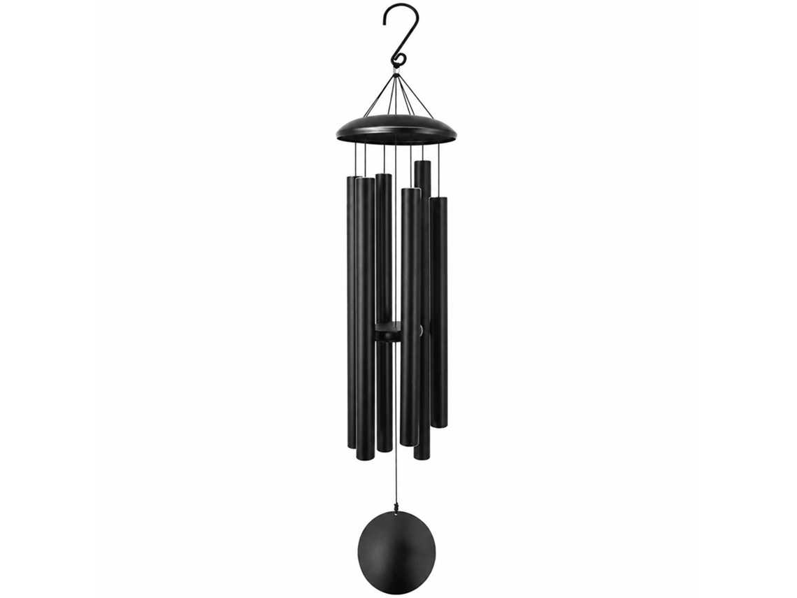 Carrilhão De Vento De Metal 32 Polegadas, Preto, Decoração Criativa Com Pingente De Casa, Carrilhão, Areia Preta De 58 Polegadas (25 Tubos)