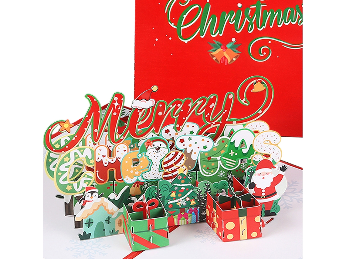 Cartão Pop Up de Feliz Natal Cartão 3D Artesanal com Envelope NEVEANCE