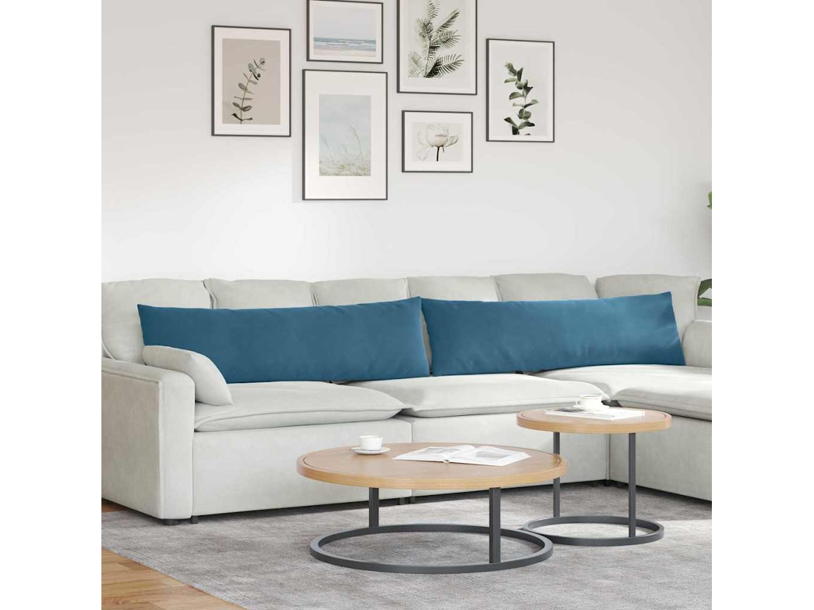 Vidaxl Travesseiros De Sofá 2 Pcs Azul 145 X 40 Cm