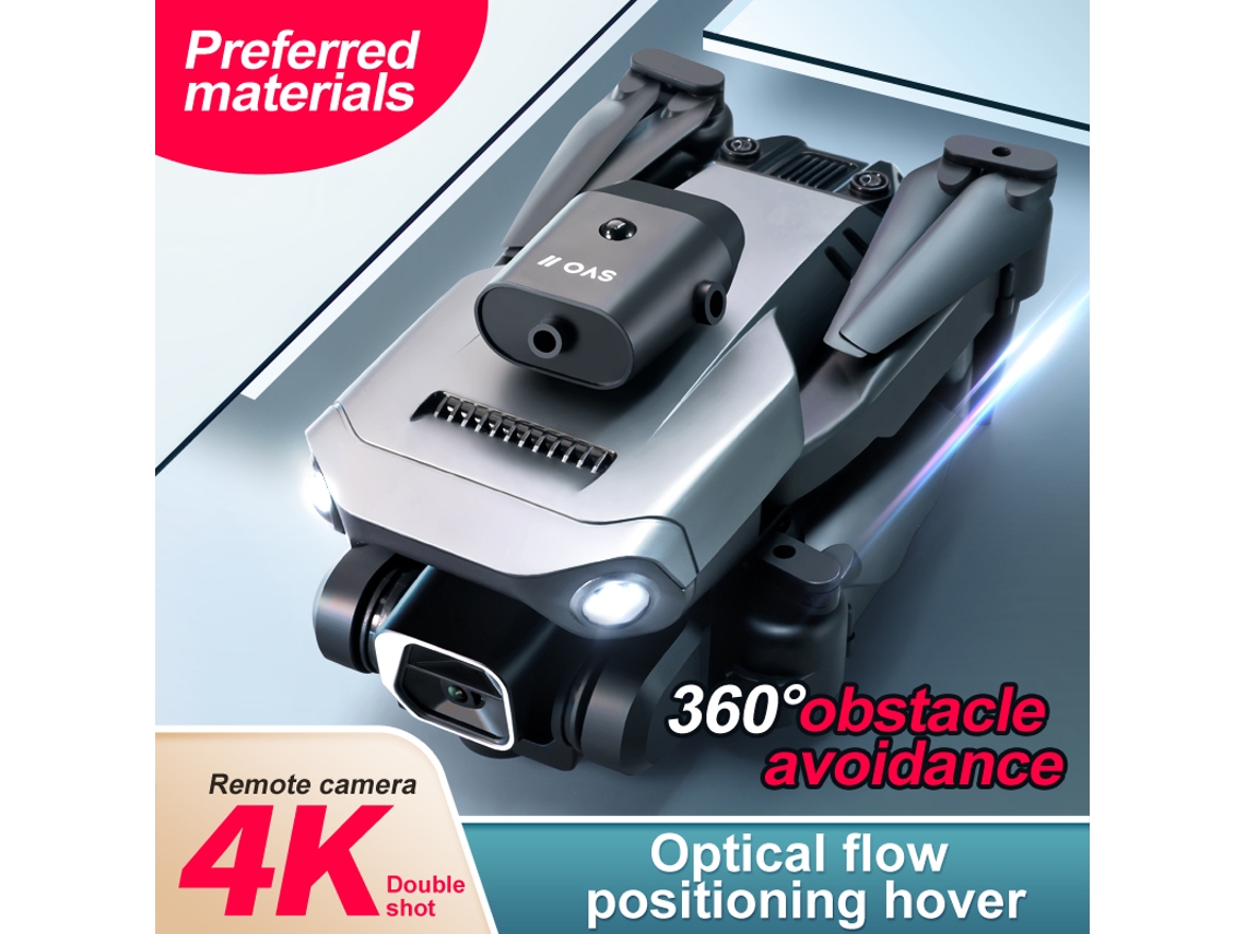 Drone Dobrável K6 Pro Com Câmera Esc Dupla 4k Prevenção De Obstáculos Em 360° Bestvite (2 Baterias Duração Da Bateria 15 Min Cinza)