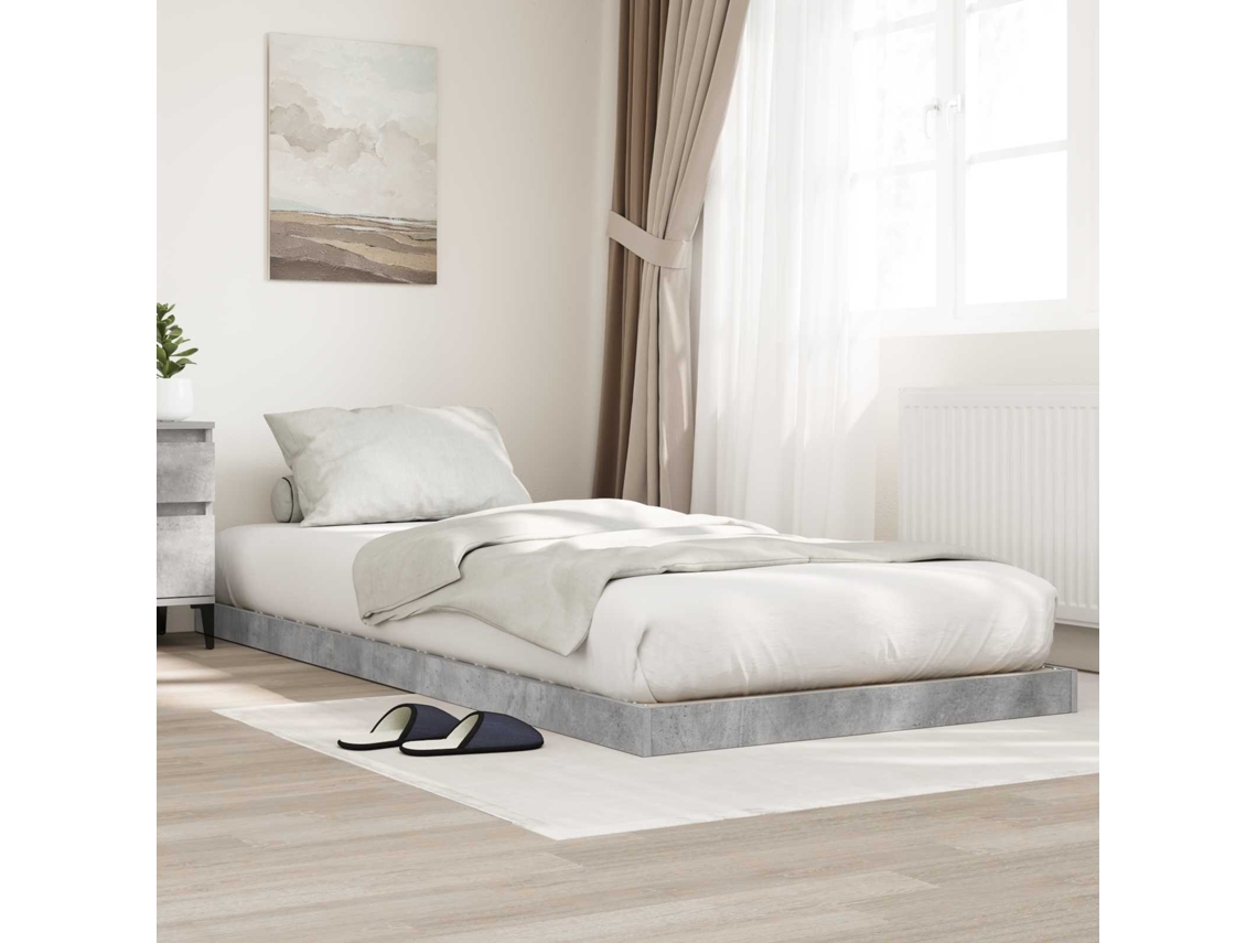 Vidaxl Estrutura De Cama De Chão Cinzento 75 X 190 Cm