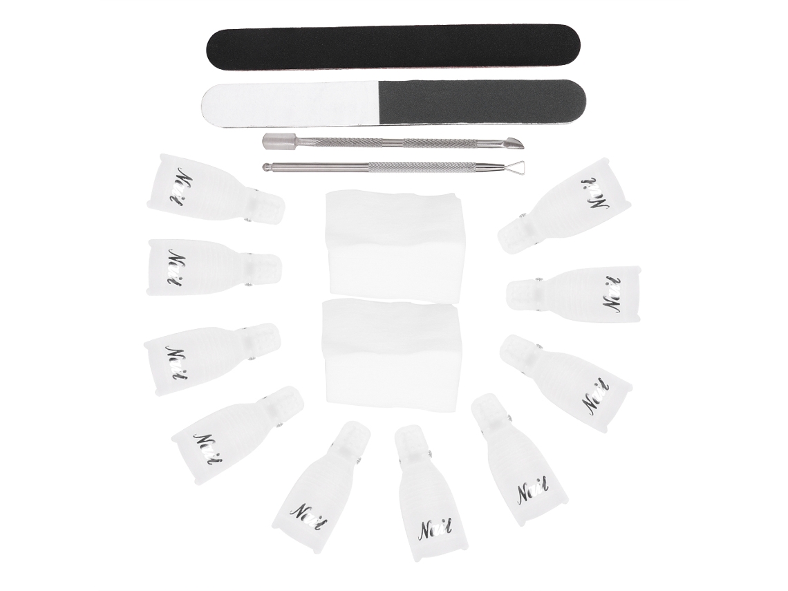 Ferramentas Para Remoção De Esmalte E Limpeza De Unhas Com Clips De Descarregamento, Lixas E Acessórios (branco)