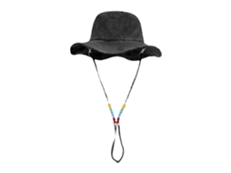 Chapéu De Sol Feminino Com Aros Coloridos Aba Larga Secagem Rápida Para Pesca E Caminhada Preto
