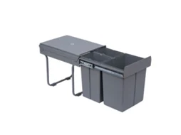 Lixeira sob pia com 3 recipientes de reciclagem, separação de resíduos 48x34,2x41,8cm Cinza | S/MARCA