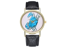 Relógio de Pulso de Quartzo com Cinta de Couro Pu Cartoon Simples Moda T165 a Preto