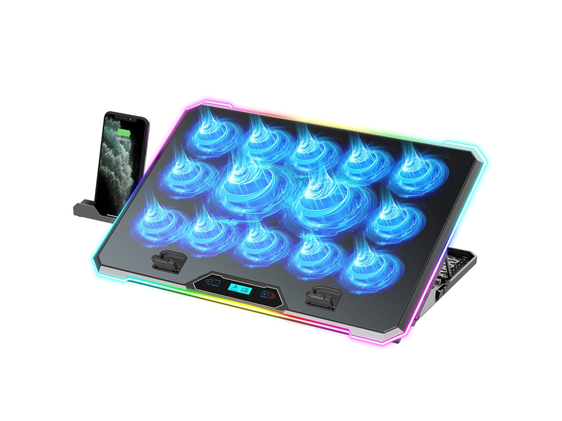 Suporte Cooler Gaming Ajustável Para 12 A 17.3 Polegadas Computador Refrigeração Com 14 Ventoinhas Iluminação Rgb