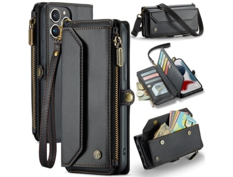 Capa Para Iphone 13 Pro Max Caseme Pele Sintética Com Porta-cartões Preto