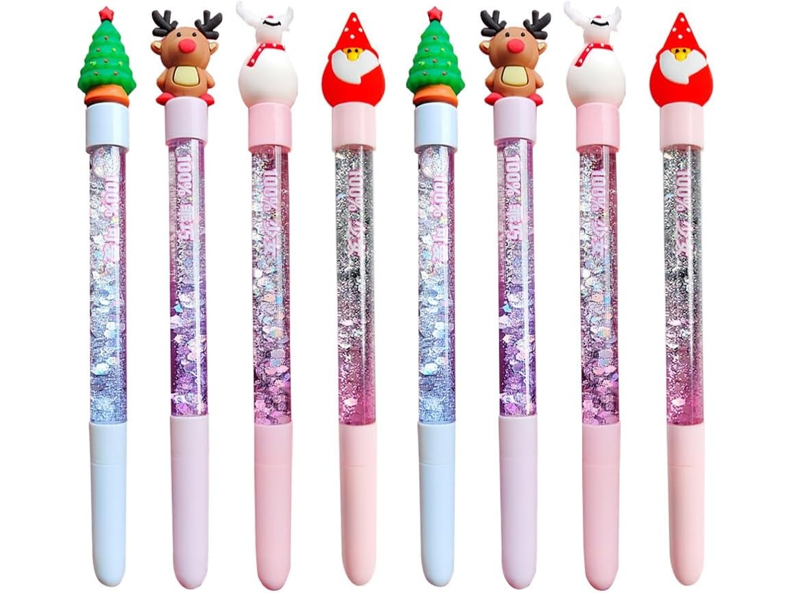 8 Caneta de Tinta Gel, para Desenho Artístico, Conjunto de 8 Canetas em Gel com Estampas Natalinas Criativas CHABERLU