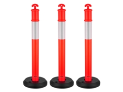 Postes de Trânsito 3 Peças 114 Cm Base Recarregável Faixa Refletora, Vermelho Vevor