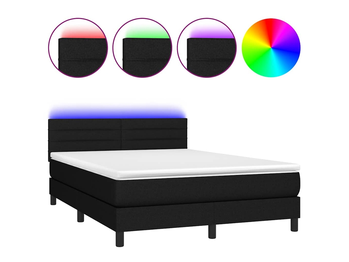 Box Spring Bed, Box Spring Beds Vidaxl Preto Tecido (140 X 200 Cm)