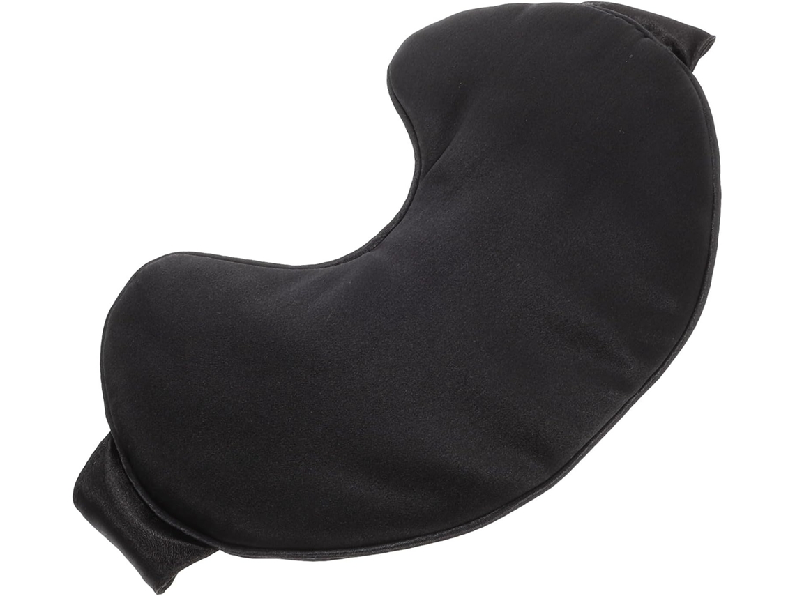 Máscara De Dormir Para Os Olhos Em Seda E Algodão Preto, Macia E Ajustável