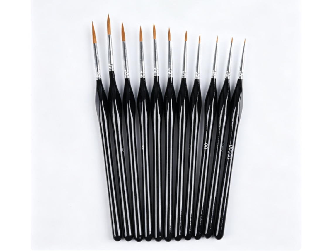 Conjunto De 11 Pincéis De Precisão Com Cabos Triangulares Para Desenho De Linhas Finas.