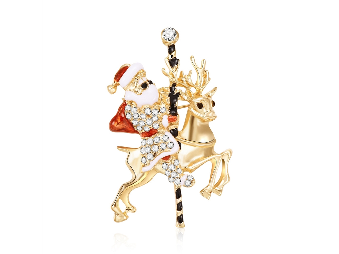 Broche De Rena Natalino De Liga Com Strass Moda Acessório De Roupa Presente