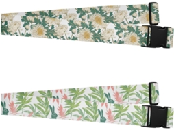 Conjunto De 2 Alças Bagagem Vintage Resistentes E Ajustáveis Com Flores Crisântemo Brancas, Homens E Mulheres