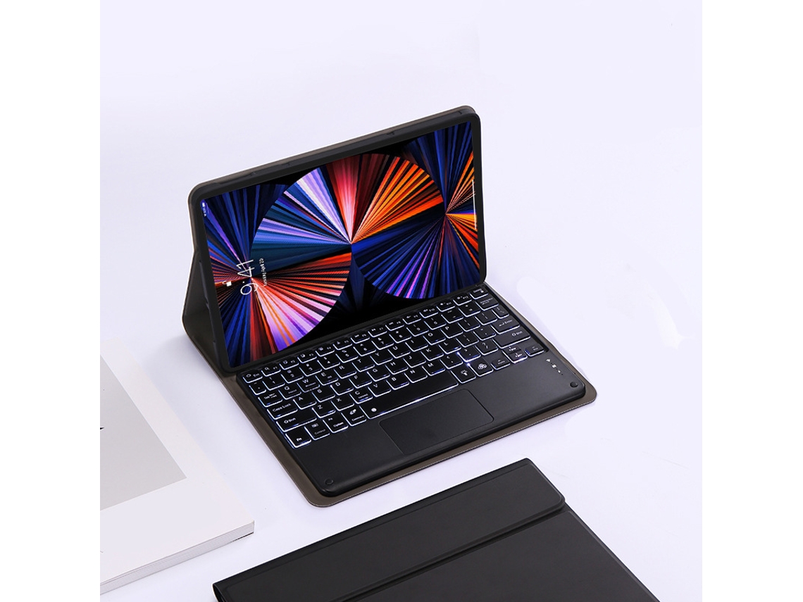 Capa com Teclado Bluetooth RGB para Xiaomi Redmi Pad 2 Pro de 12.1 Polegadas 2025 Preta LURELIA