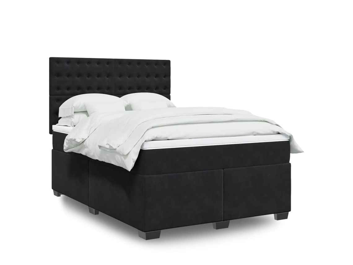 Vidaxl Cama Com Molas/colchão 140x190 Cm Veludo Preto