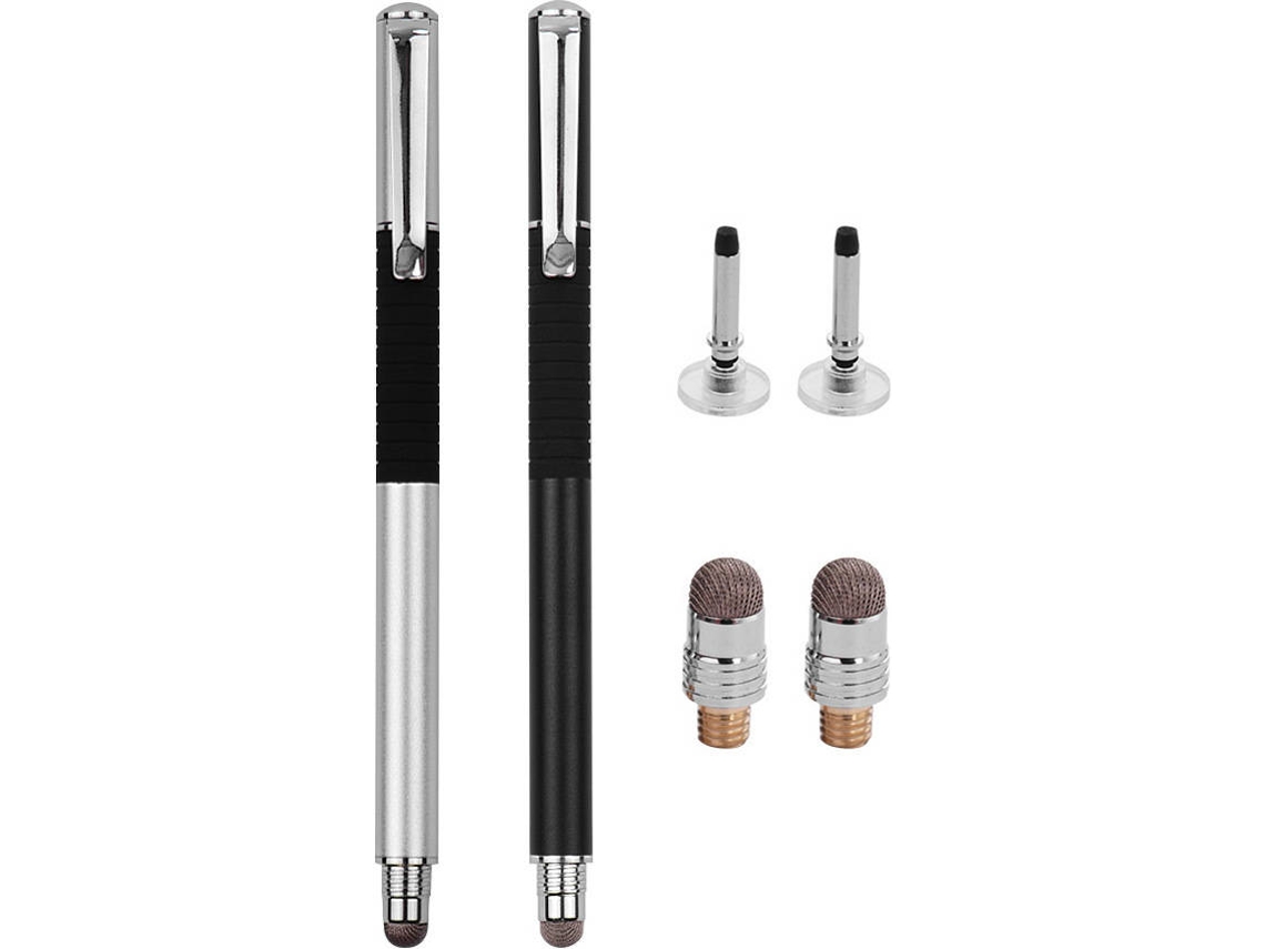 Conjunto de 2 Esferográficas ANSELF 2 em 1 Precision Stylus Preto e Prateado