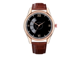 Reloj De Muñeca De Cuero Casual Moda Dial Redondo Analógico De Cuarzo (negro+marrón)