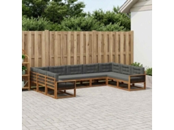 Vidaxl Conjunto De Sofás Para Exterior 9 Unid. Natural E Antracite
