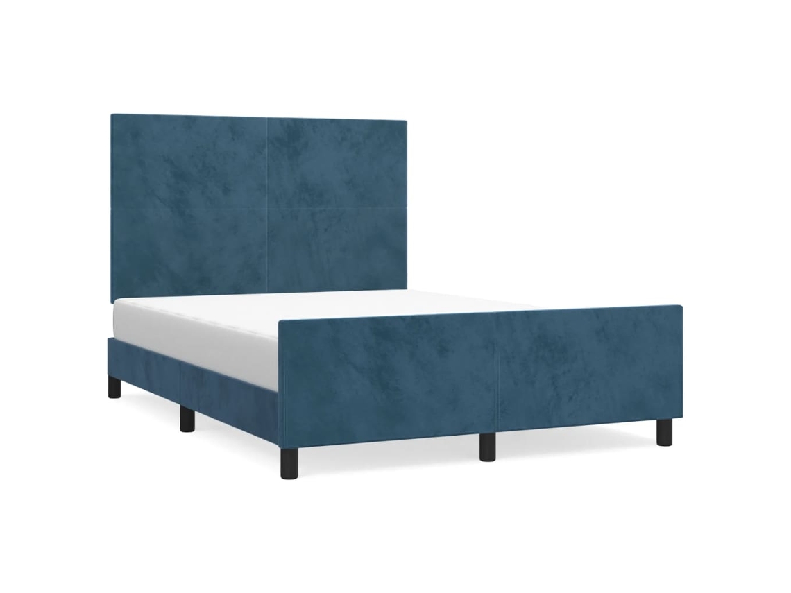 Bed Frame With Headboard, Bed Frames With Headboards Vidaxl Azul Veludo (140 X 190 Cm)