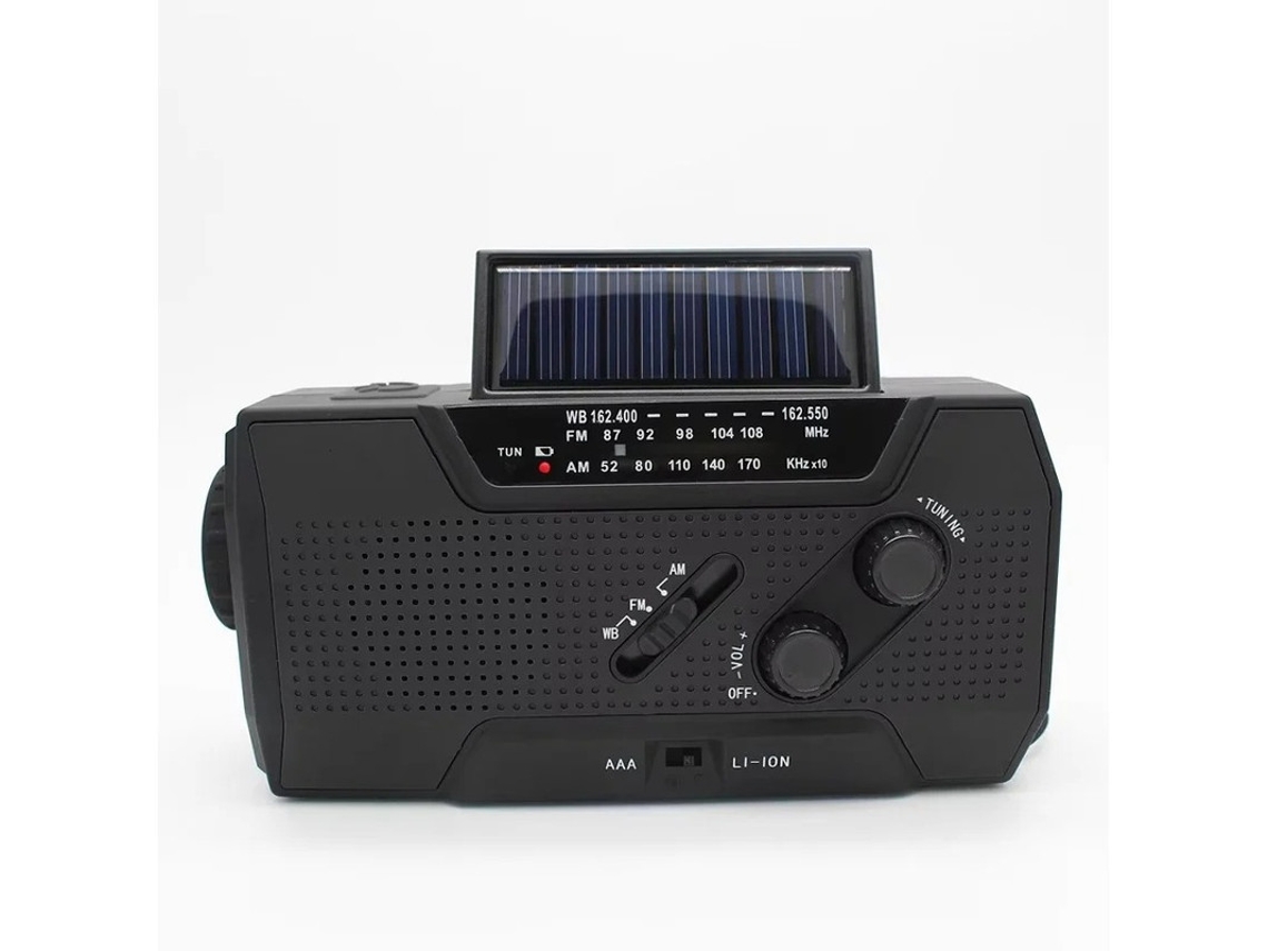 Rádio solar de emergência 2000mAh com lanterna BESTVITE (preta)