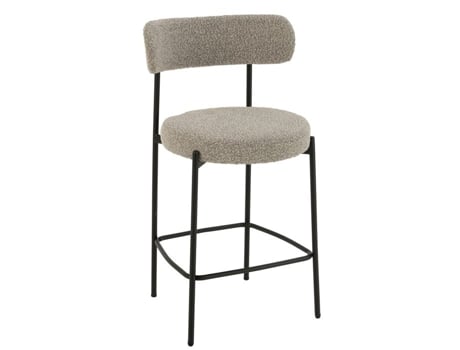 Cadeira De Bar Em Metal E Tecido Bouclette Taupe 48x53x97 Cm Jline