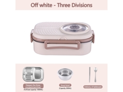 Caixa Bento 3 Compartimentos 1200ml Com Talheres (bege) Czhhmart