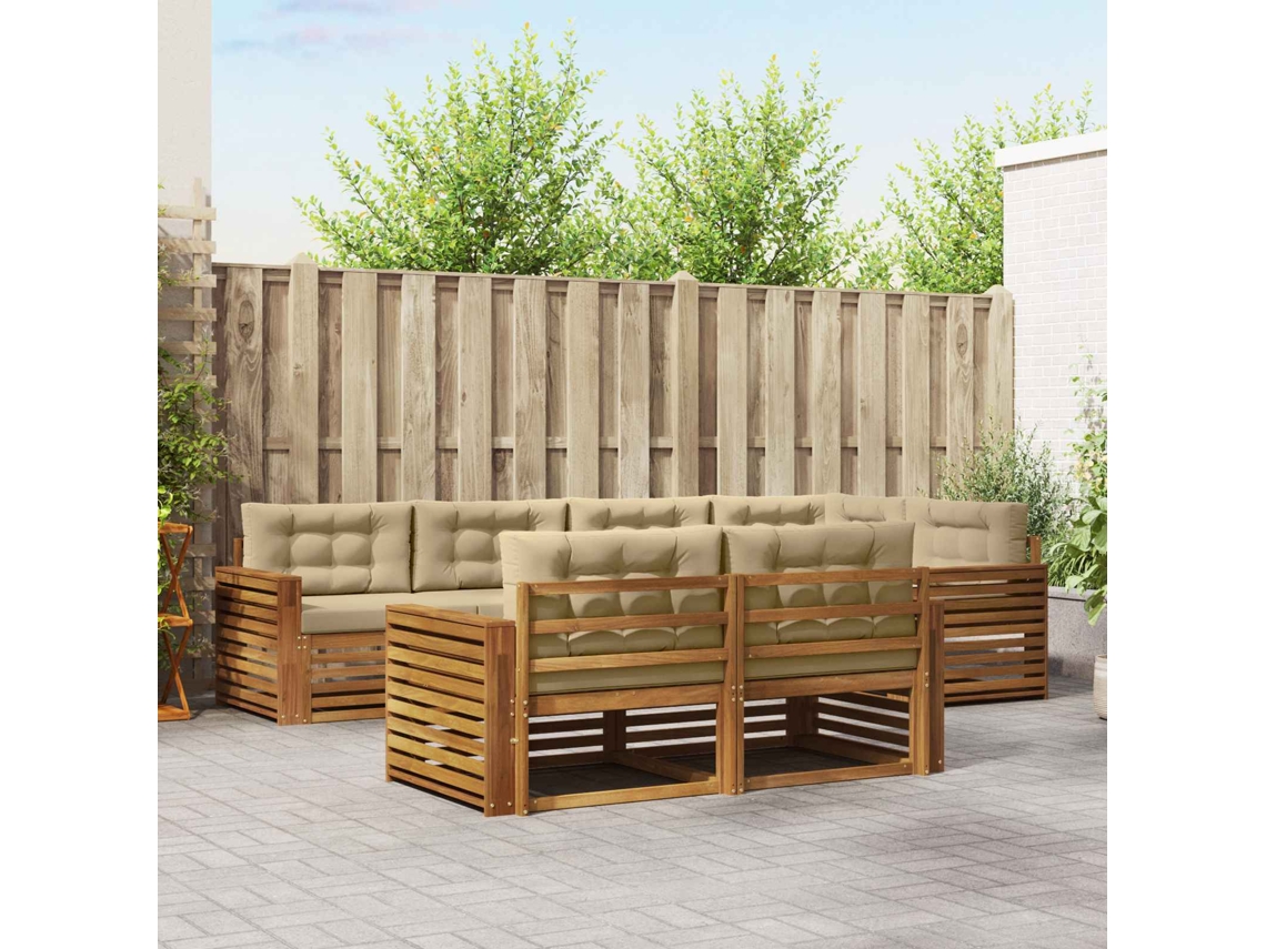 Vidaxl Conjunto De Sofás Para Exterior 7 Unid. Natural E Bege