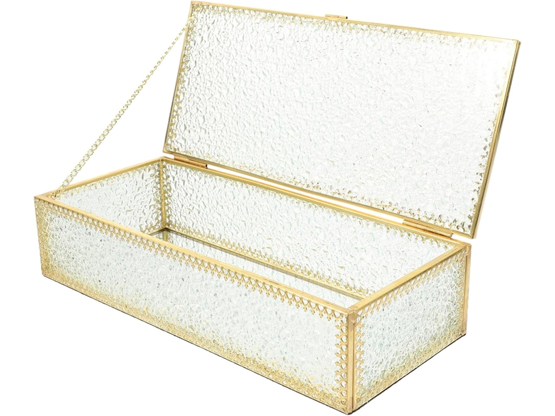 Caixa De Joias De Vidro Com Moldura Para Colares Femininos - Organizador Decorativo