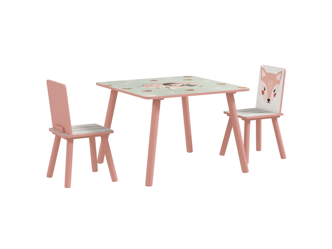 Conjunto De Mesa E Cadeiras, Na Cor Rosa, Ideal Para Quarto, Para Crianças E Animais, Com Padrão, Design Prático E Funcional