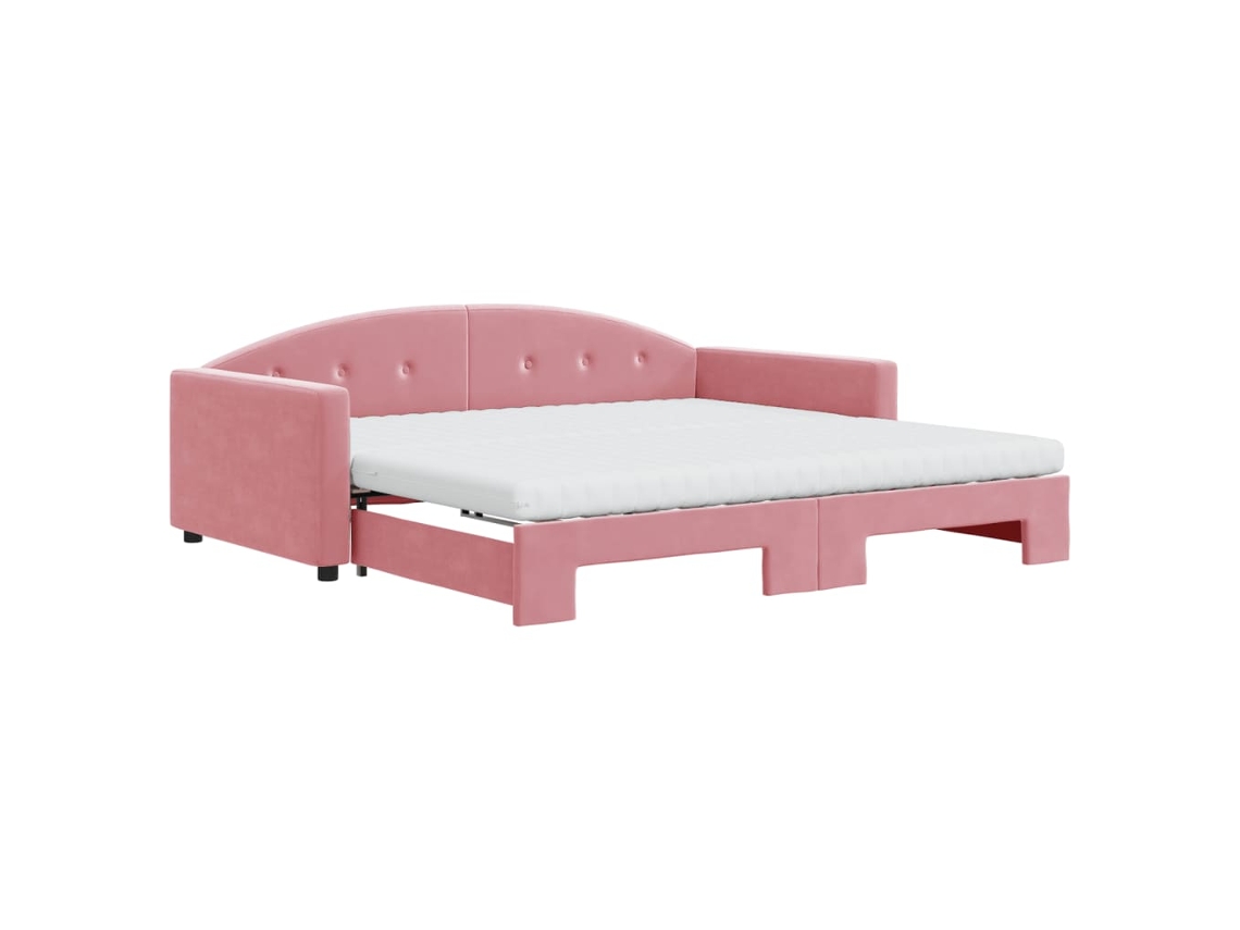 Sofá-cama com gavetão VIDAXL Cor-de-rosa Veludo (100x200 cm)