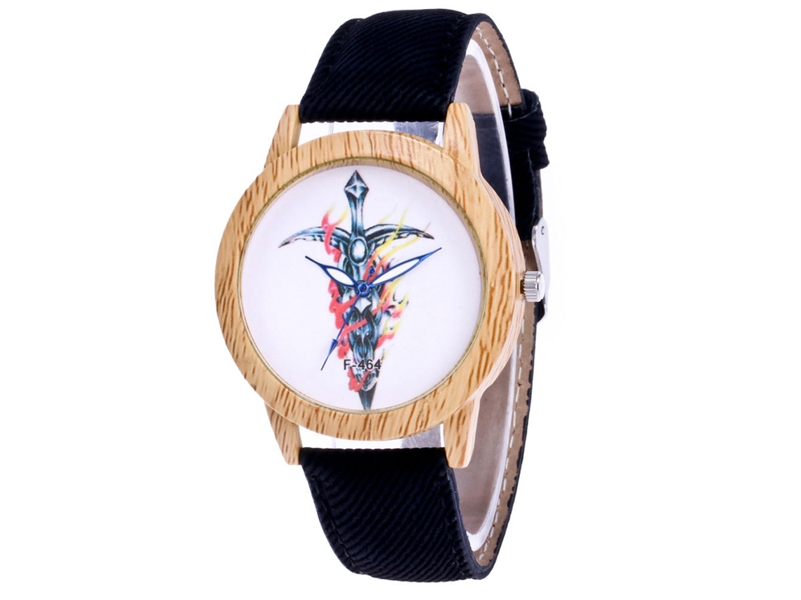 Relógio de Pulso Analógico de Quartzo com Pulseira Pu Estiloso Clássico Simples (preto)