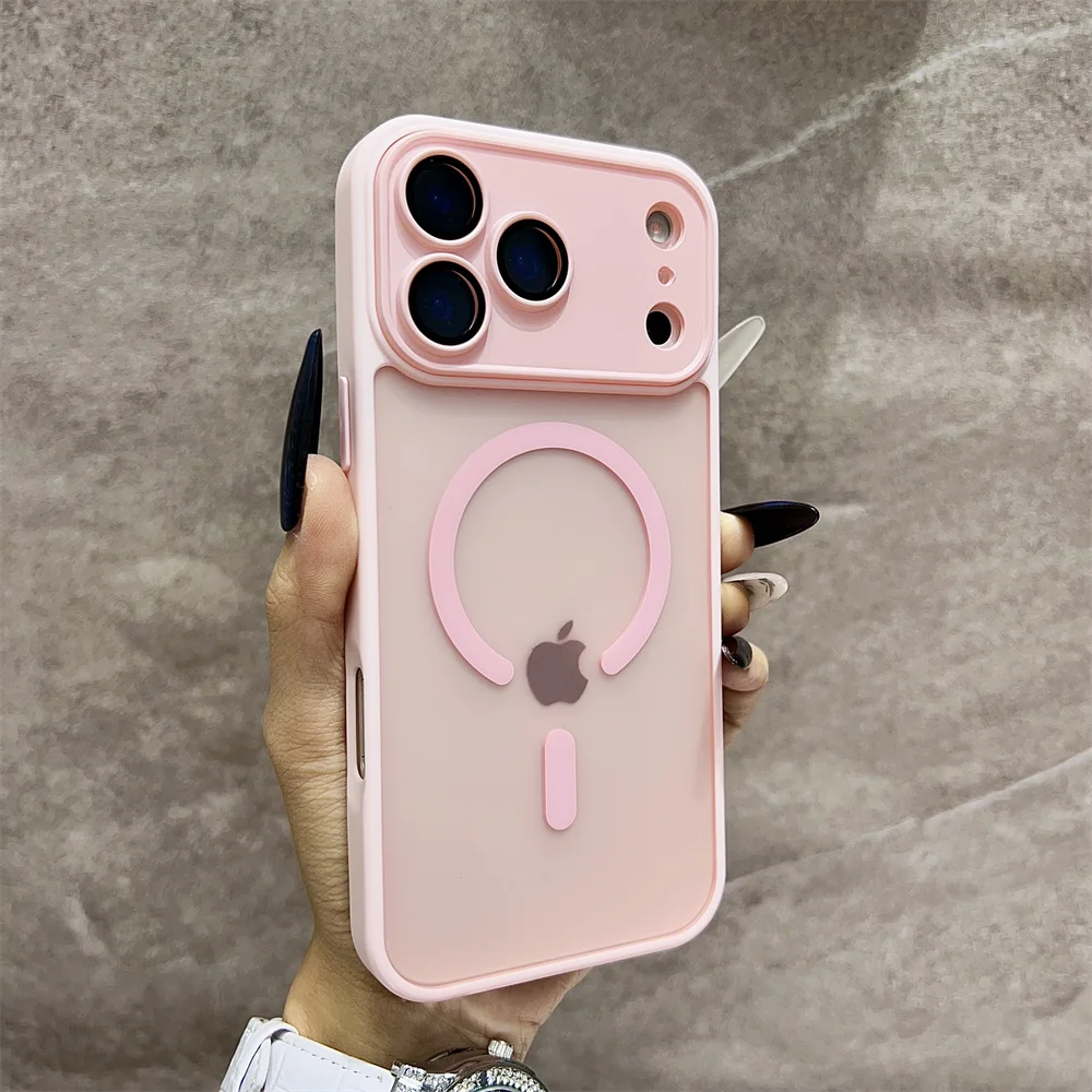 Capa Transparente Para Iphone 17 Pro, Rosa, Com Carregamento Sem Fio E Compatível Com Magsafe.