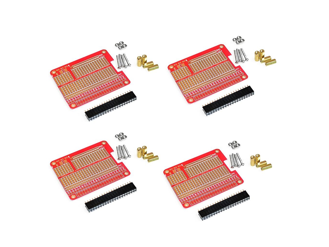 4 Conjuntos Gpio Breakout Diy Breadboard Shield Kit De Placa De Expansão Vermelha Para Raspberry Pi 4 3 2 B A